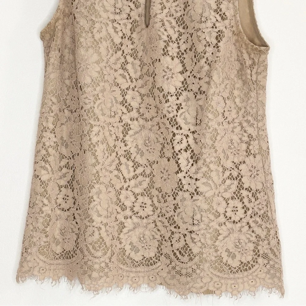 J Crew Lace Ruffle Sleeveless Blush Top Sz XS